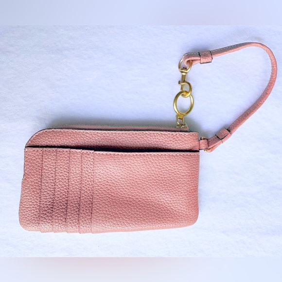 Tory Burch Perry Bombé Top Zip Card Case 5.75"W × 0.5"D x 3.25"H Pink Leather - Picture 5 of 6